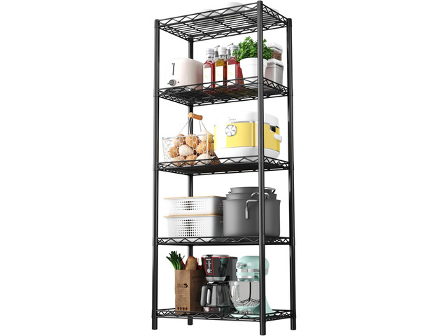 HOMEFORT 5-Tier Wire Shelving 5 Shelves Unit Metal Storage Rack Durable Organizer Perfect for Pantry Closet Kitchen Laundry Organization in Black