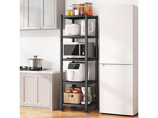 PXRACK 5-Tier Kitchen Storage Shelves, Adjustable Metal Shelves for Storage Pantry Shelves with Rolling Wheels, Storage Rack Shelving Unit...
