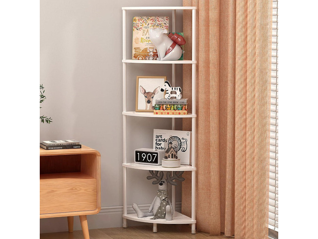 5 Tier Corner Shelf Stand, 44.1', Marble White