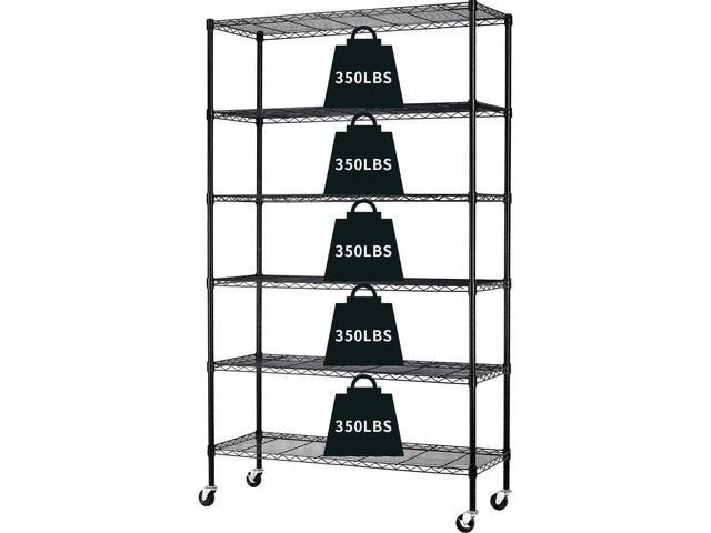 HCY 6-Tier Storage Shelf Heavy Duty Shelving Unit NSF Height Adjustable Metal Rack with Wheels for Laundry Bathroom Kitchen Garage Pantry...