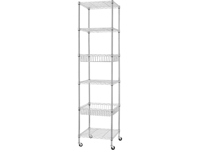 Finnhomy Heavy Duty 6 Tier Wire Shelving Unit with Wheels 18x18x72-inches 6 Shelves Storage Rack Thicken Steel Tube, Adjustable Shelving Rack for...