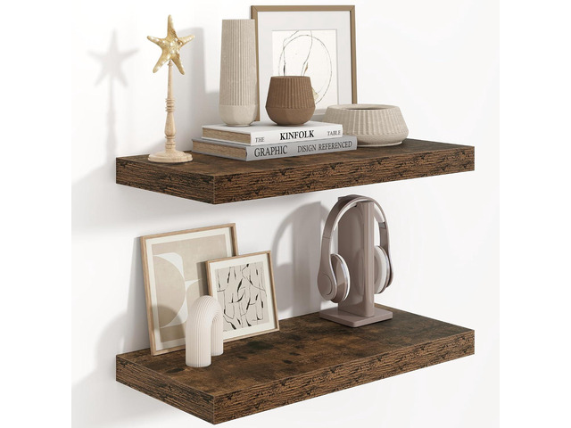 Fun Memories Floating Shelves 24 Inch Long, 9.3 Inch Deep Floating Shelf for Lving Room, Bedoom, Kitchen, Deep Wall Shelves for Bathroom, 2 Pack...