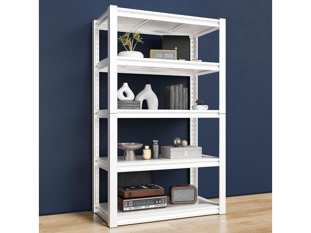 Raybee Storage Shelves, 2000LBS Garage Shelving,White Metal Shelves, 5 Tier Adjustable Heavy Duty Shelving for Pantry Kitchen Closet Basement...