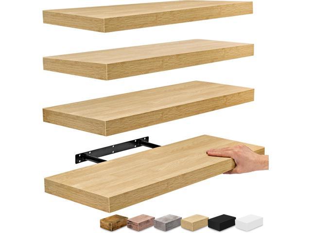 Sorbus Floating Shelves for Wall, Wood Wall Storage (4 Pack, Maple Wood)