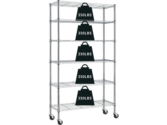 HCY 6-Tier Storage Shelf Heavy Duty Storage Shelving Unit NSF Height Adjustable Metal Rack with Wheels for Laundry Bathroom Kitchen Garage Pantry...