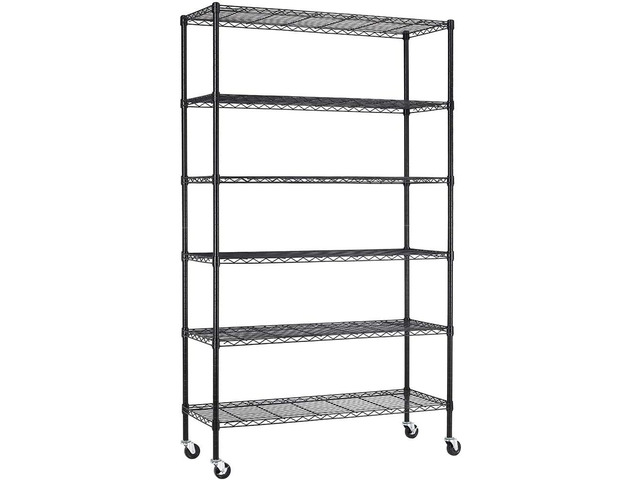 FDW Wire Shelving Unit with Wheels Steel 6 Tier Heavy Duty Layer Rack Storage Metal Shelf Garage Organizer Wire Rack Shelving Adjustable Utility...