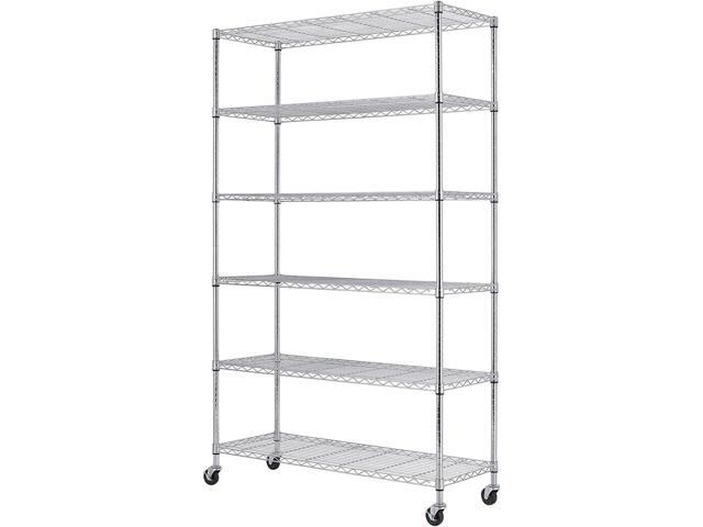 FDW 18x45x82 inch Wire Shelving Unit with Wheels Steel 6 Tier Heavy Duty Layer Rack Storage Metal Shelf Garage Organizer Wire Rack Shelving...