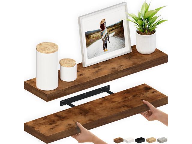 Ballucci Floating Shelves, 36' Wood Wall Shelf Set of 2, with Invisible Brackets for Bathroom, Living Room, Bedroom, Kitchen, Nursery, 6' Deep,...