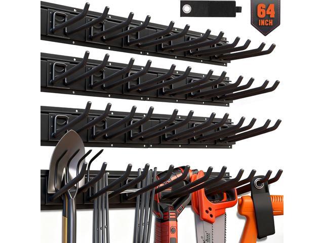 HORUSDY 64-Inch Heavy Duty Garage Organization Rack, 14 Packs Max Load 600LB, 4 Packs Rails and 9 Adjustable Hooks, Tool Organizer Rack with Heavy...