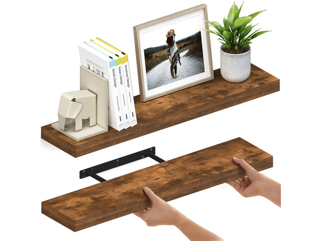 Ballucci Floating Shelves for Wall, 36' Wood Wall Shelf Set of 2, with Invisible Brackets for Bathroom, Living Room, Bedroom, Kitchen, Nursery, 8'...