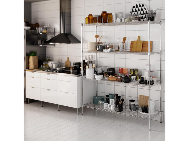 21' Deep x 60' Wide x 74' High 4 Tier Chrome Wire Shelving Kit NSF Commercial Storage Rack Unit