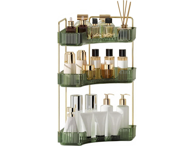 YCIA & DONE Corner Bathroom Counter Organizer, Makeup Organizer for Vanity, Skincare Cosmetic Perfume Tray, Corner Countertop Shelf Rack Storage for...
