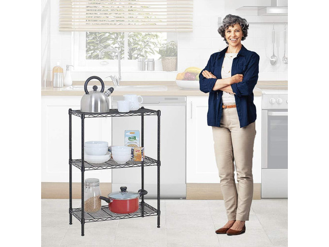 BestOffice 3 Wire Shelving Unit Garage NSF Wire Shelf Metal Large Storage Shelves Heavy Duty Height Adjustable Commercial Grade Steel Layer Shelf...