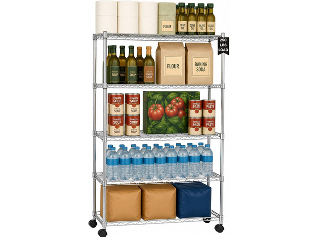 Displays By Jack 5 Tier Heavy Duty Wire Shelving Unit Storage Rack for Products Plant Pantry, Garage, Laundry Racks Durable Shelf Organizer Shelves...