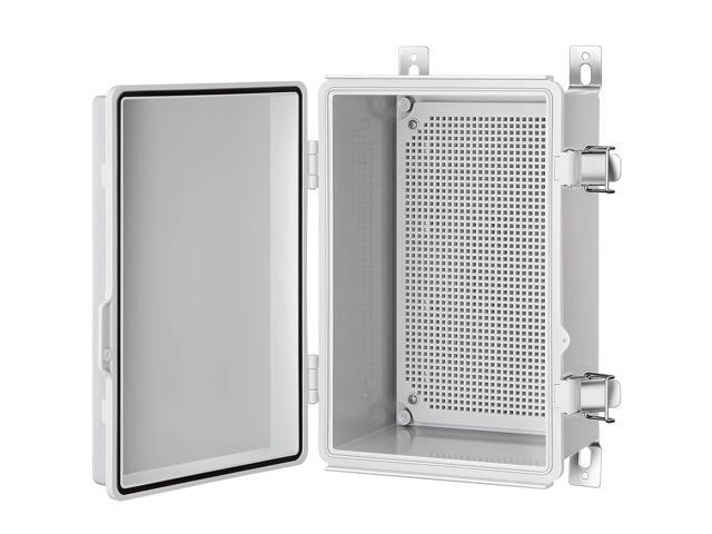 Gratury Junction Box, IP67 Waterproof Plastic Enclosure for Electrical Project, Hinged Grey Cover, Includes Mounting Plate and Wall Bracket