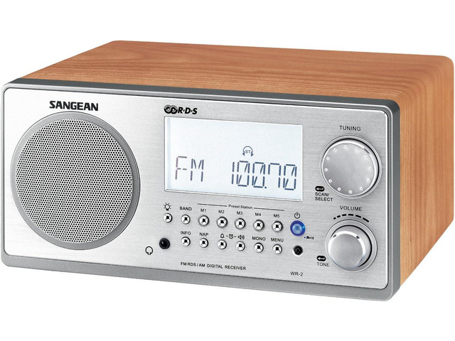 Sangean WR-2 AM/FM-RBDS Wooden Cabinet Digital Tuning Radio (Walnut)