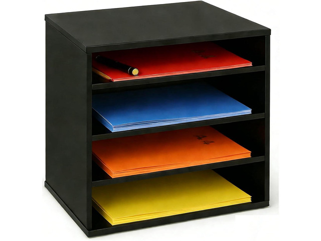 EMERIT Paper Organzier Wood Desktop Organizer Storage Letter Tray File Sorter with Adjustable Shelves for Home Office