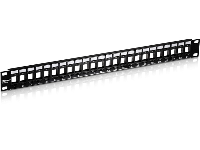TRENDnet 24-Port Blank Keystone 1U Patch Panel, 19' Metal Rackmount Housing, Recommended with TC-K25C6 & TC-K50C6 Cat6 Keystone Jacks (Sold...