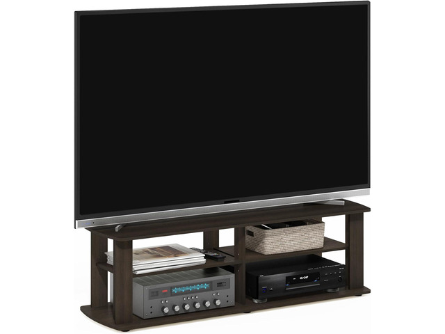 Furinno Nelly TV Stand, 3-Tier Entertainment Center with Open Shelves Storage, TV Console for TV up to 55 Inch, Soft Edges, for Living Room,...