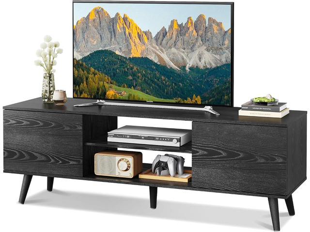 WLIVE Mid-Century Modern TV Stand for 55/60 Inch TV, Entertainment Center with Storage & Adjustable Shelves, Media Console with Soft-Close Cabinets...