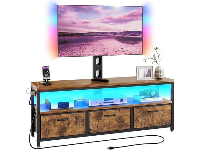 JUSTOGO TV Stand with Mount, Entertainment Center for 55 60 65 inch, Brown