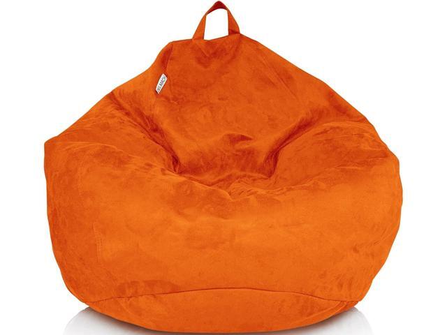 Bean Bag Stuffed Animal Storage Chair Cover (No Filler) for Kids and Adults. Extra Large Bird's Nest Beanbag Soft Premium (Orange, 3 ft (Cover Only))