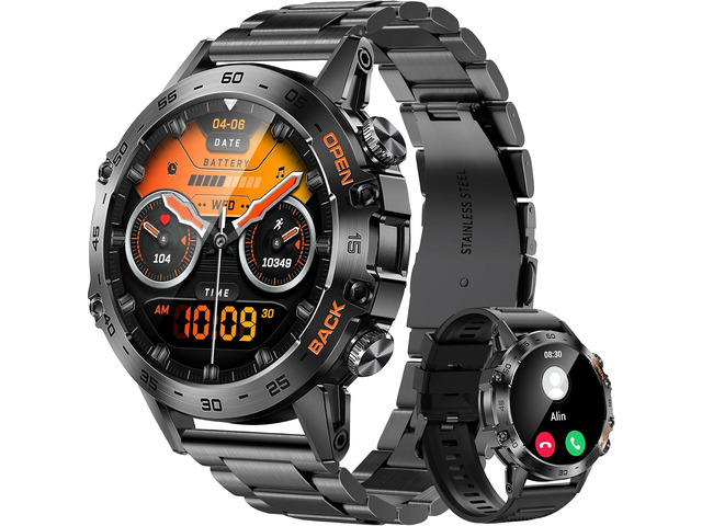 Military Smart Watches for Men(Answer/Make Call), Tactical Smartwatch for Android iOS, 400mAh Battery/Sports Tracking/Health/Sleep Monitoring