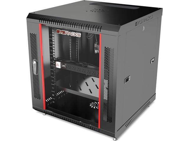 12U Wall Mount Server Rack Cabinet 19' Network Rack Enclosure, 18' Deep Data Rack Cabinet with Fan, PDU & Shelf for IT Equipment, Switches and...