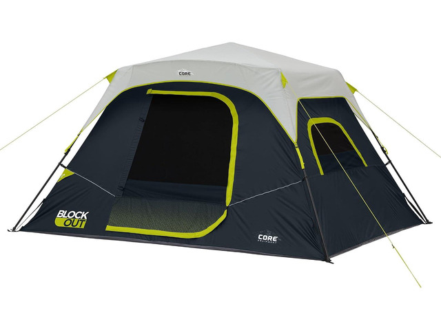 CORE Blackout Instant Cabin Tent Large Family Pop Up Dark Room Tent with Easy Camp Setup Included Storage Pockets for Outdoor Camping Accessories