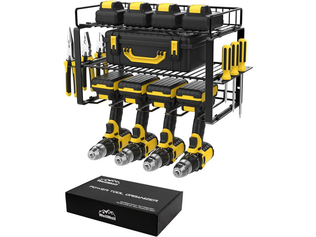 Power Tool Organizer Holder - Wall Mount Style for Power Tool Drill as Heavy Duty Tool Shelf & Tool Rack with Compact Packed with Color Box, Great...