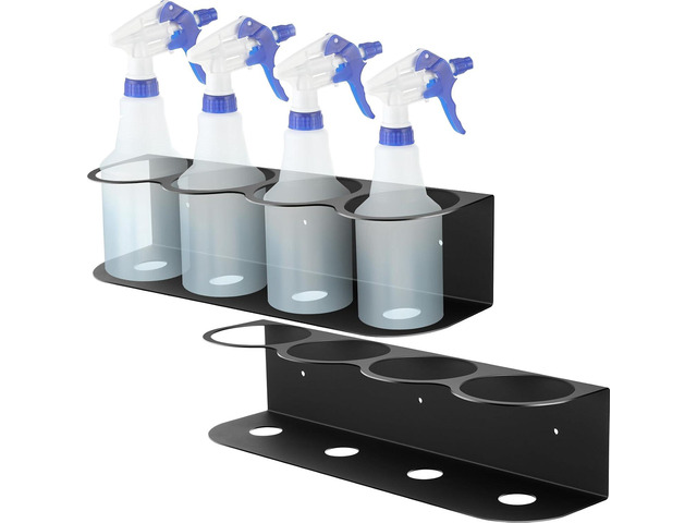 Therwen 2 Pcs 4 Holes All Purpose Steel Spray Bottle Holder Heavy Duty Can Holder Rack Organizer Easy Install Wall Mount Paint Spray Bottle...