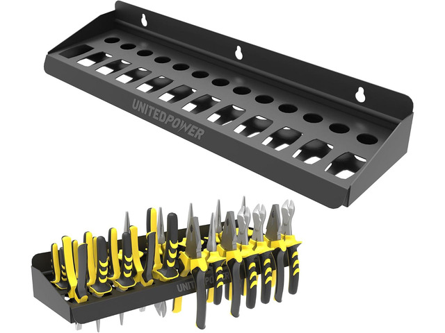 UNITEDPOWER Pliers Holder, Wall Mount Storage Rack Organizer for Workshop, Shed, Garage, Home, Stores up to 12 Pliers or Small Tools