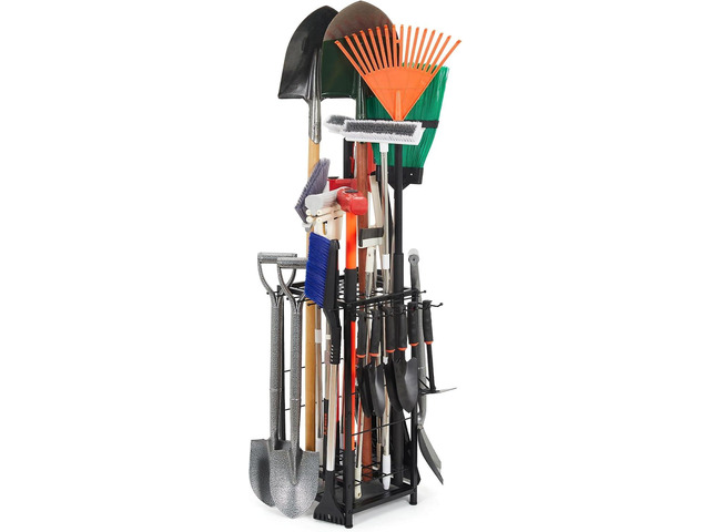 Garden Tool Organizer Holds 50 Long-Handled Tools/Rakes/Brooms/Shovles for Garage Organization and Storage, Shed, Outdoor, Lawn, Heavy-Duty Steel,...