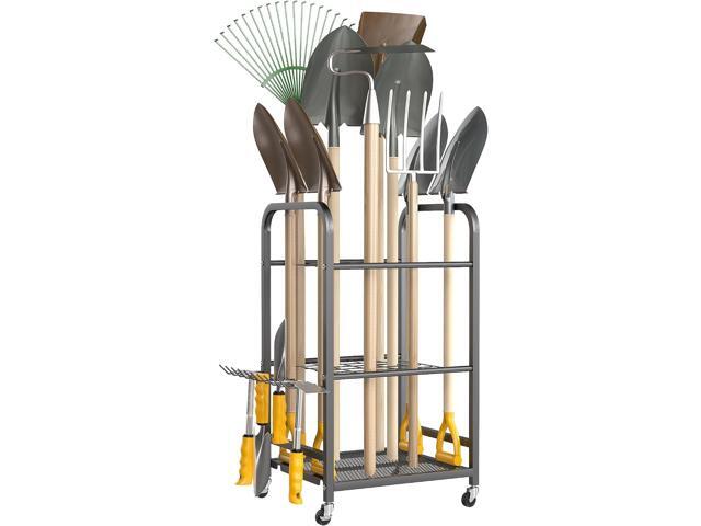 Ultrawall Garden Tool Organizer Stand, Yard Tool Storage Rack with Wheels