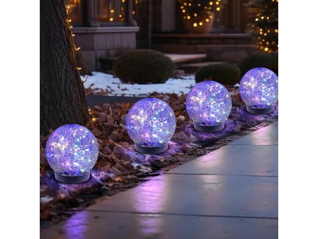 MLKNK Solar Globe Lights Outdoor Waterproof-Solar Balls-Solar Garden Lights-Orbs for Outside 4 Pack Cracked Glass Ball for Lawn Patio Yard Backyard...