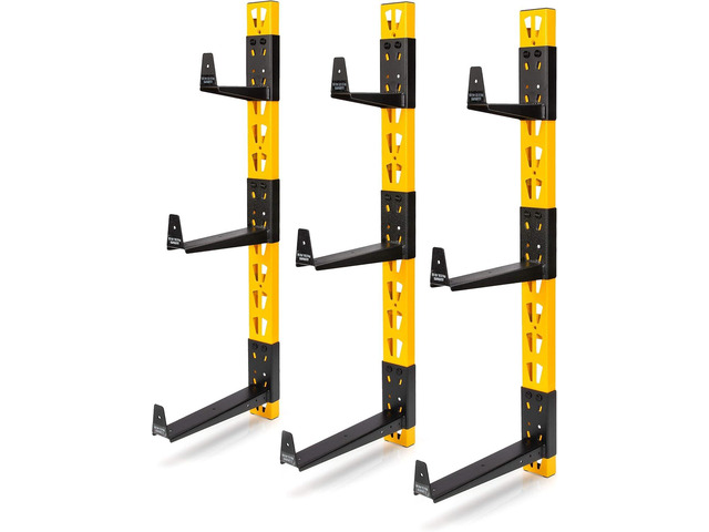 DEWALT 3-Piece Wall Mount Cantilever Wood and Lumber Storage Rack for Workshop Shelving, Multi-Depth Storage, Supports a Total of 273 lbs.