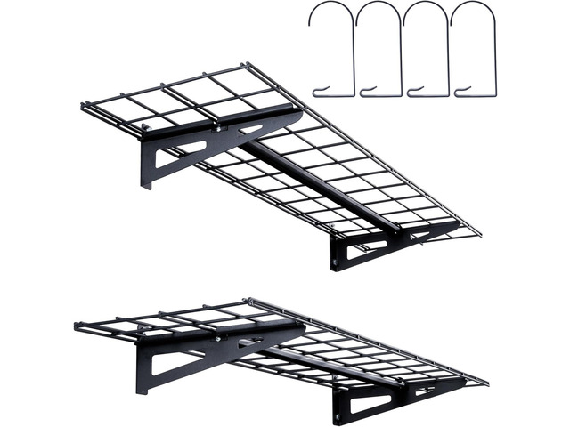 VEVOR Garage Shelving Wall Mounted, 1 x 4 ft Heavy Duty Shelves, 400 lbs Load Capacity Storage Rack Floating 2 Pack, Suitable for Shop, Shed,...