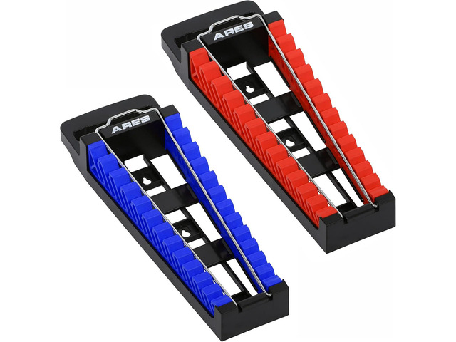 ARES 62043 2-Pc Wrench Holder Rack Set - SAE & Metric, Locking Bar