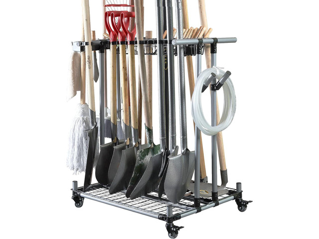 Heavy duty garden tool organizer garage storage holder storage large long farming tools lawn tool metal rack shovel and rake organizer