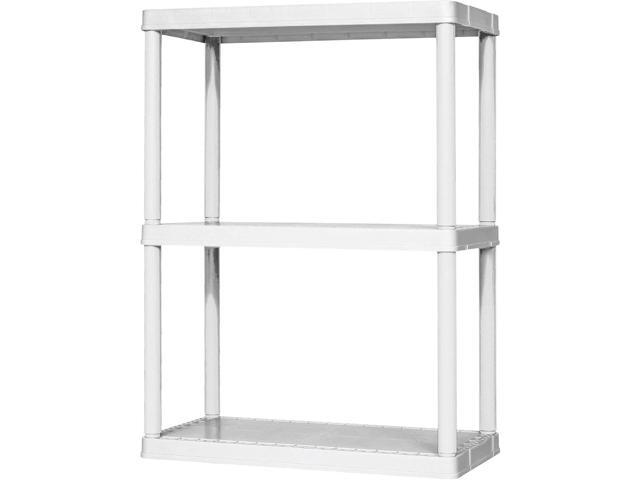 Gracious Living 3 Shelf Fixed Height Solid Light Duty Storage Unit 24 x 12 x 33' Organizer System for Home, Garage, Basement, and Laundry, White