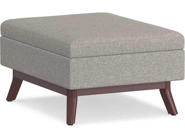 SIMPLIHOME Owen 34' Wide Woven Fabric Lift Top Ottoman in Cloud Grey