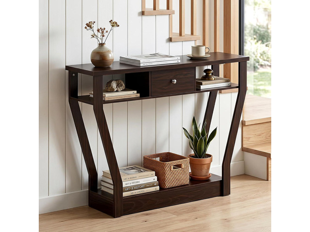 KOTEK 43'' Console Table with Storage Drawer and Shelves, Narrow Sofa Table, Accent Foyer Table, Entryway Table for Hallway, Living Room, Easy...
