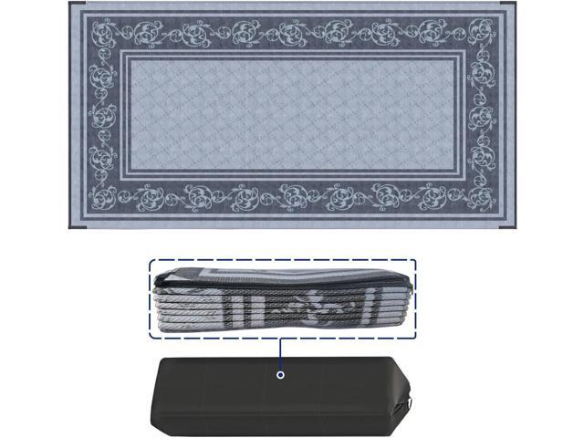EEZ RV Products 9x18VG Heavy Duty Reversible/Durable Outdoor Patio/RVing Mats(9ft x18ft Vine Grey) Come with Large Storage Bag & 6 Sets of Stakes...