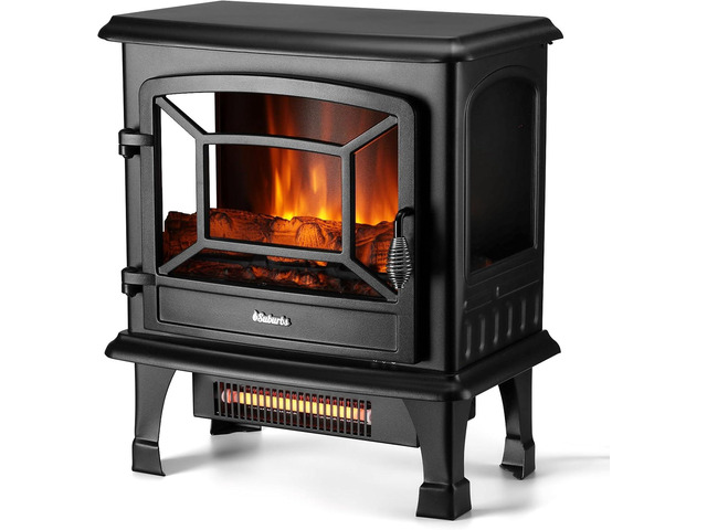 TURBRO Suburbs 20 in. Electric Fireplace Infrared Heater with Crackling Sound