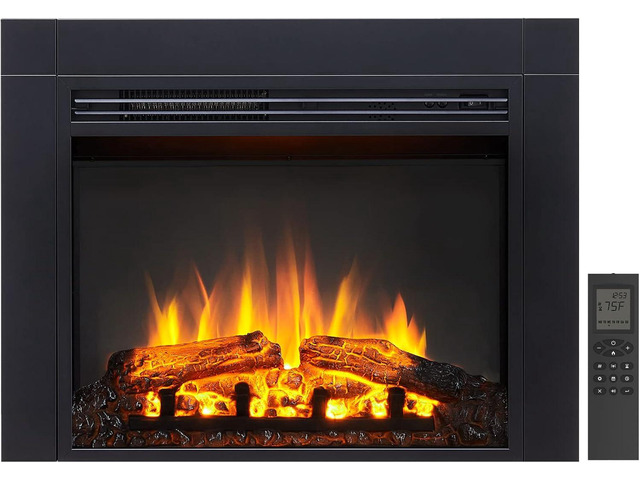 LegendFlame Jaden 28' W x 22' H (EF321) Electric Fireplace Insert with Front Trim Kit, Fire Crackling Sound, 750W/1500W Heater, Remote Control