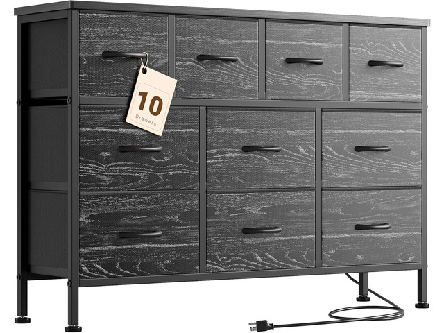 Dresser for Bedroom 10 drawer TV Stand Black fabric dresser for 55'' TV