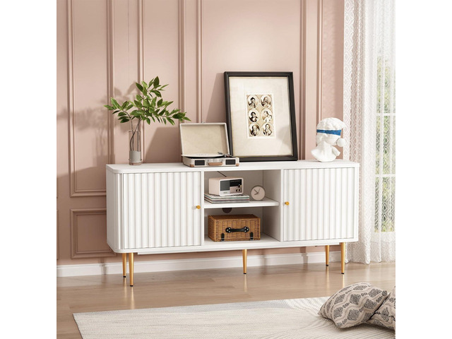 ARTPOWER 55' Mid Century Modern Fluted TV Stand for TVs up to 65 Inch,White