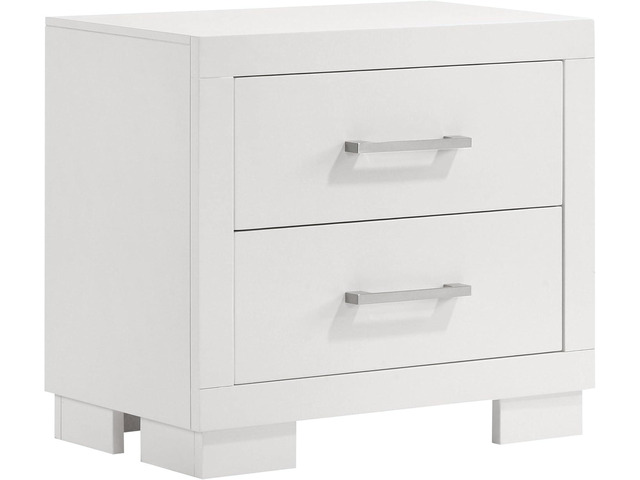 Coaster Home Furnishings - Jessica - Wood - 2-Drawer Nightstand with Silver Bar Handles, Flat Drawer Fronts, Boxy Frame and Hidden Storage -...