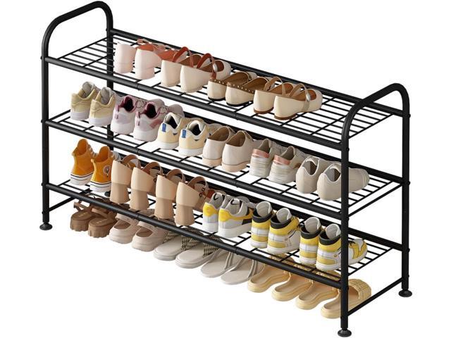 LINZINAR 3 Tier Long Shoe Rack for Closet Metal Shoe Organizer for Entryway