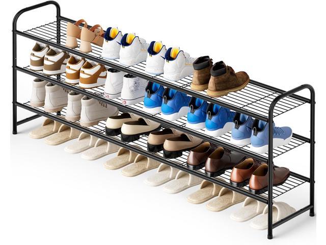 KEETDY 3-Tier Long Shoe Rack for Closet Metal Shoe Organizer for Entryway, Wide Stackable Shoe Storage Shelf with Sturdy Wire Grid for Closet...